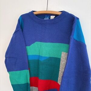Vintage OCEAN PACIFIC knit sweater colorful MEDIUM surfwear
